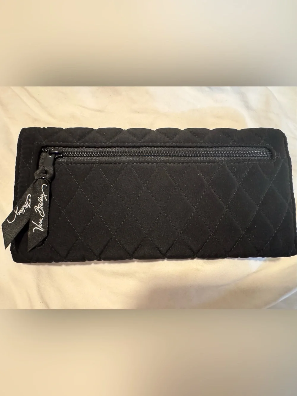 Vera Bradley Classic Black Quilted Trifold Wallet Magnetic Clutch - Picture 3 of 3